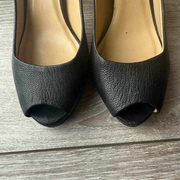 BCBGMAXAZRIA  Roxanne Black High All Leather Spikes Heel Peep Toe Rocker Pumps - Picture 8 of 15